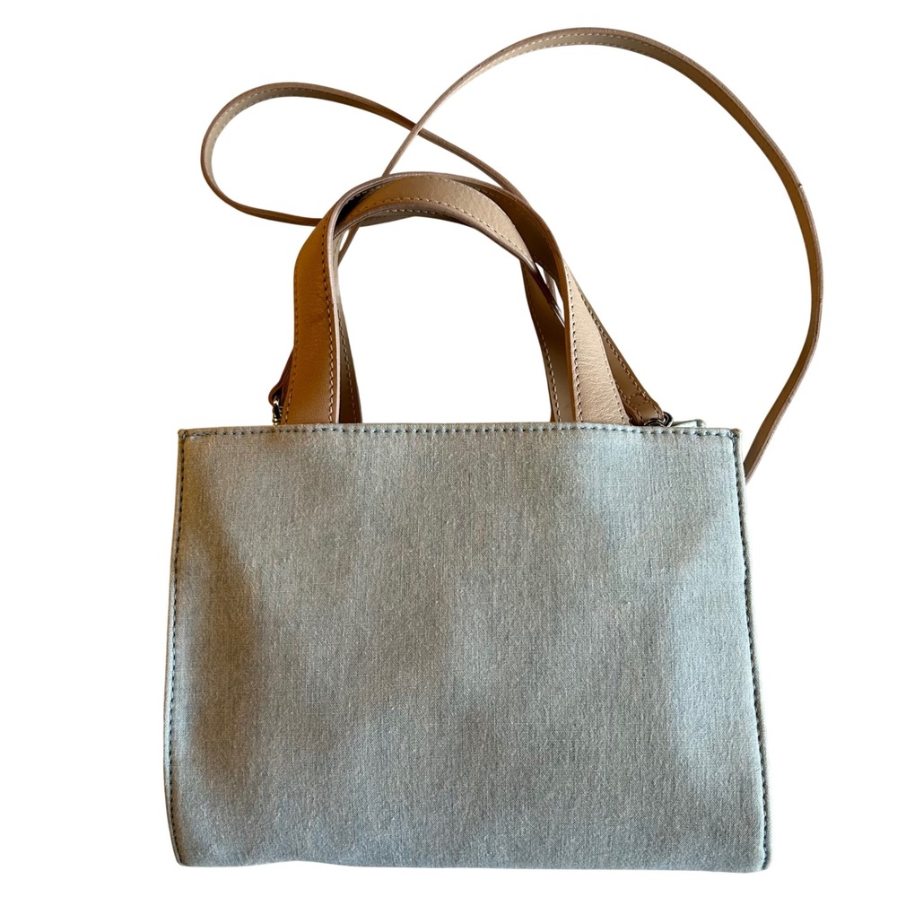 Amanda Smith Vintage‎ Y2K Blue Denim Convertible Bag Floral Lining Tan Straps